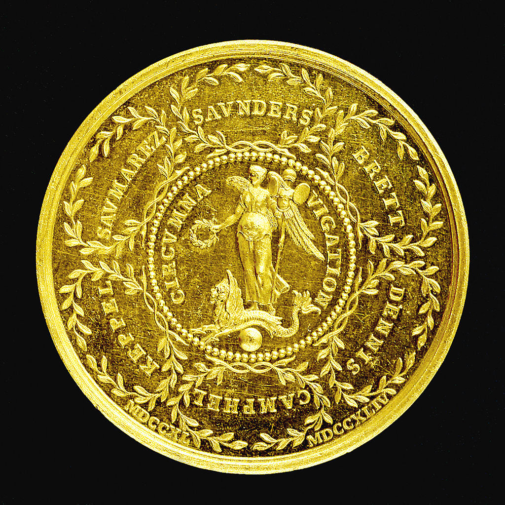 Detail of Medal commemorating the Battle of Cape Finisterre, 1747 and Admiral Lord Anson's voyage, 1740-4; reverse by Thomas Pingo
