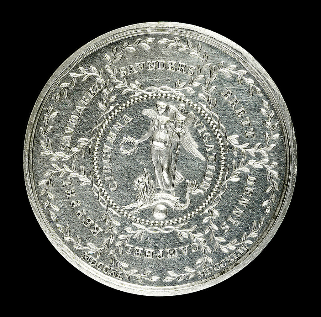 Detail of Medal commemorating the Battle of Cape Finisterre and Admiral Lord Anson's voyage, 1740-4; reverse by Thomas Pingo