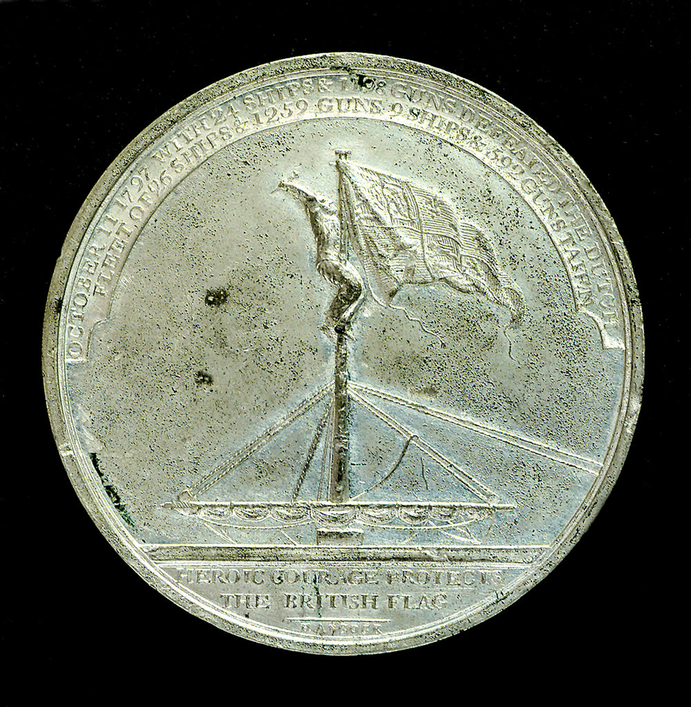 Detail of Badge commemorating the Battle of Camperdown, 1797 and Admiral of the Fleet, Adam Duncan (1731-1804); reverse by J.G. Hancock