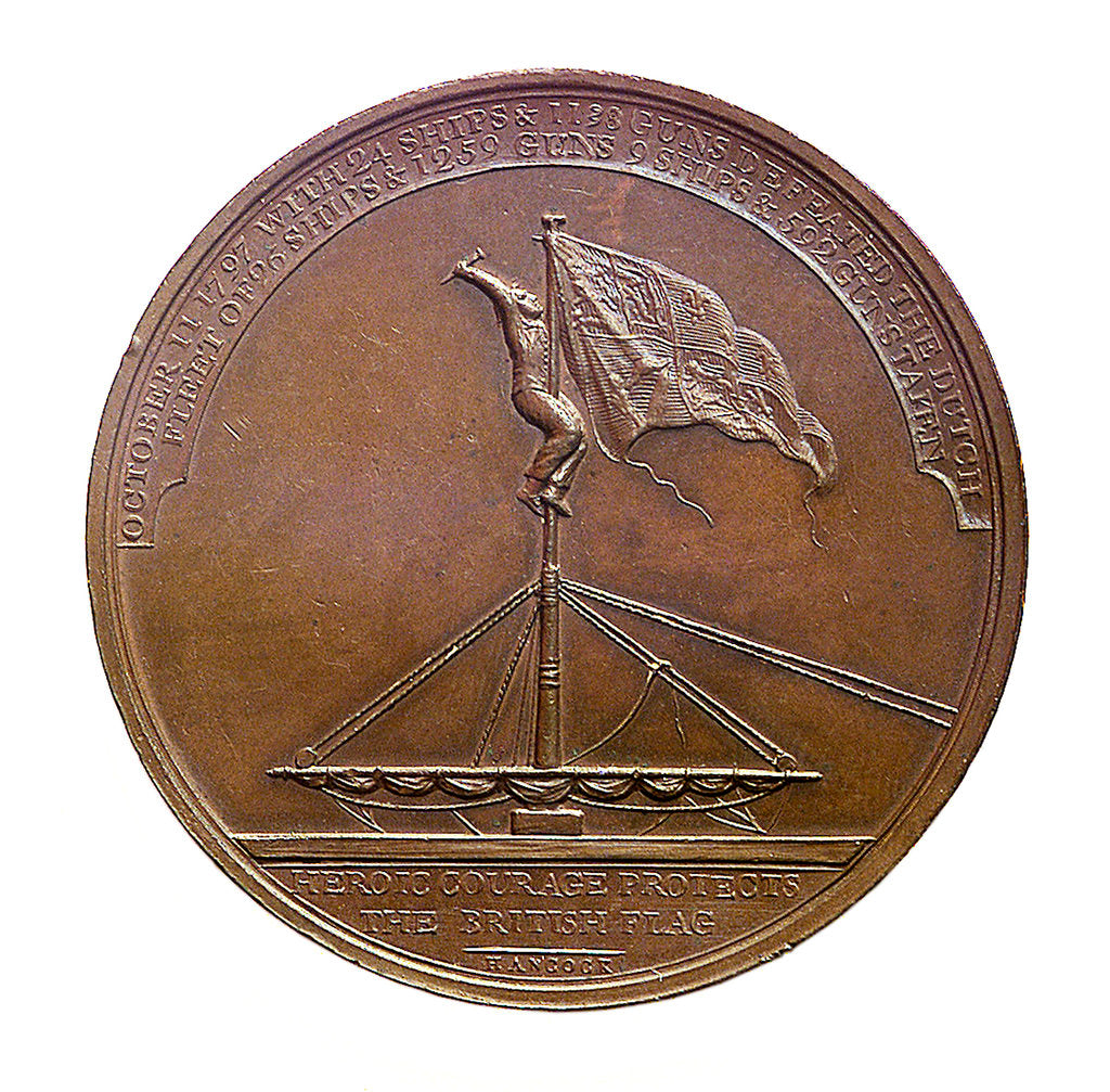 Detail of Badge commemorating the Battle of Camperdown, 1797 and Admiral of the Fleet, Adam Duncan (1731-1804); reverse by J.G. Hancock