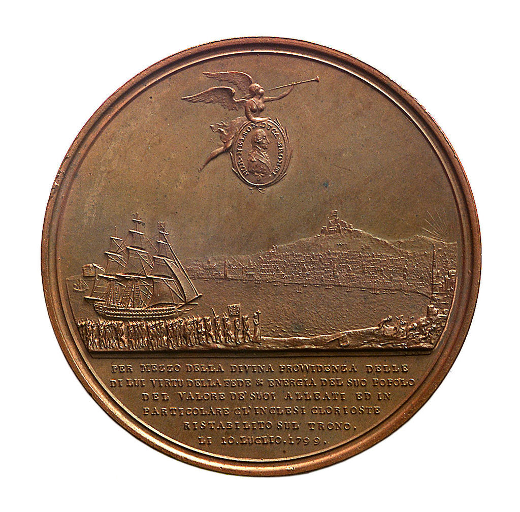 Detail of Medal commemorating King Ferdinand IV re-established at Naples, 1799 by Heinrich Kuchler