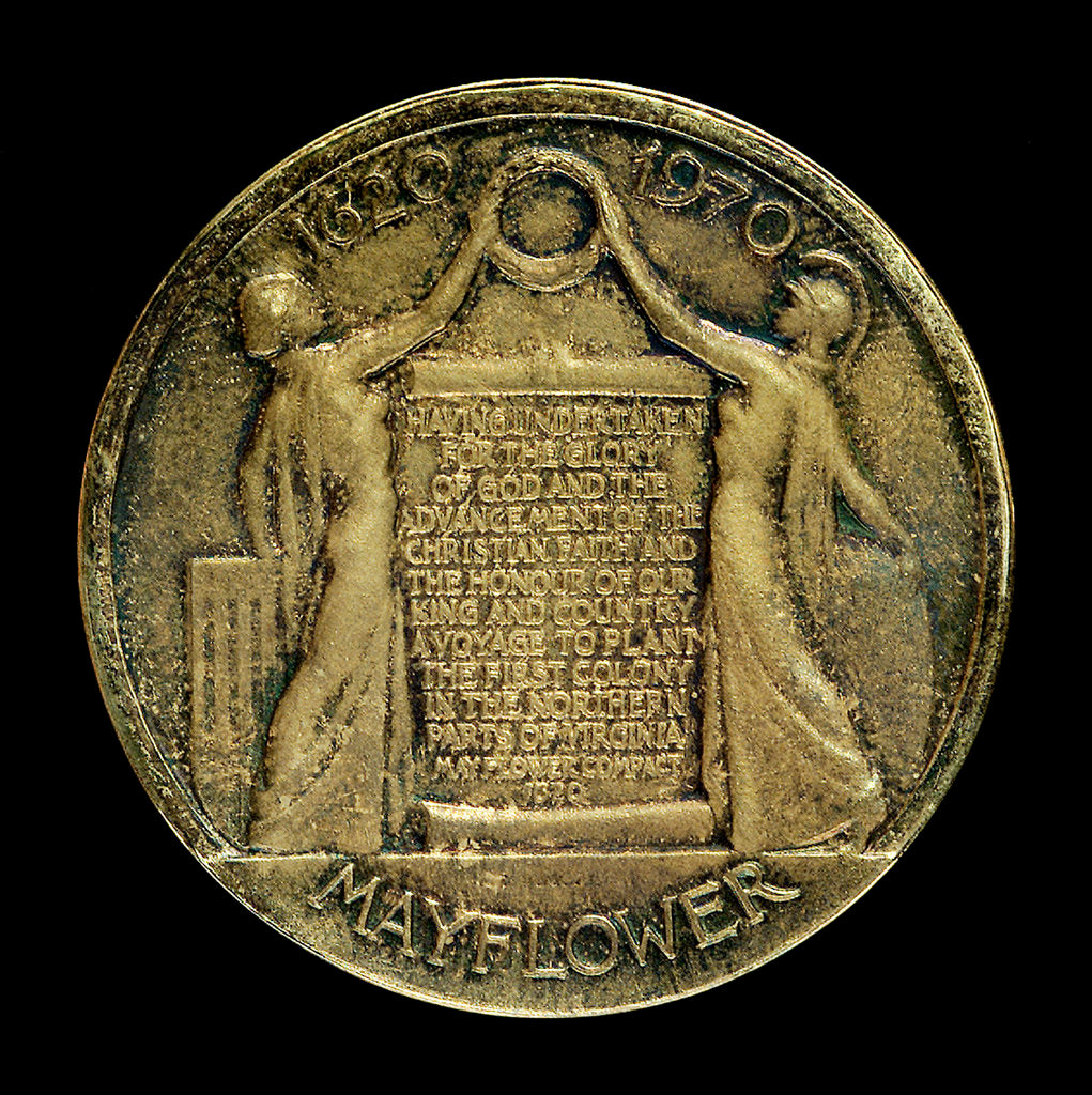Detail of Medal commemorating the 350th anniversary of the sailing of the 'Mayflower', 1620-1970; reverse by Paul Vincze