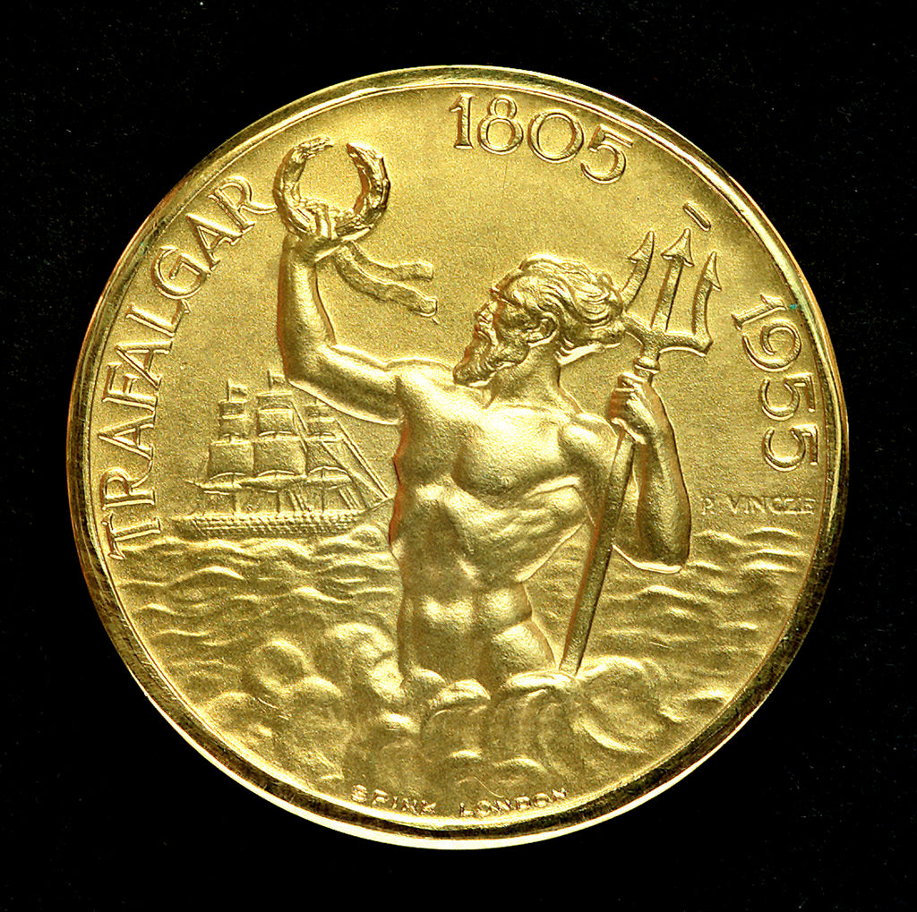 Detail of Medal commemorating the 150th anniversary of the Battle of Trafalgar; reverse by Paul Vincze
