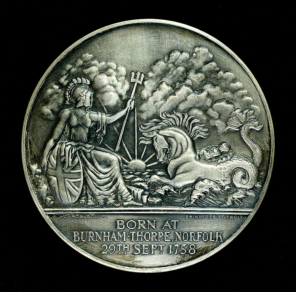 Detail of Medal commemorating the 200th anniversary of the birth of  Vice-Admiral Horatio Nelson, 1958; reverse by Paul Vincze