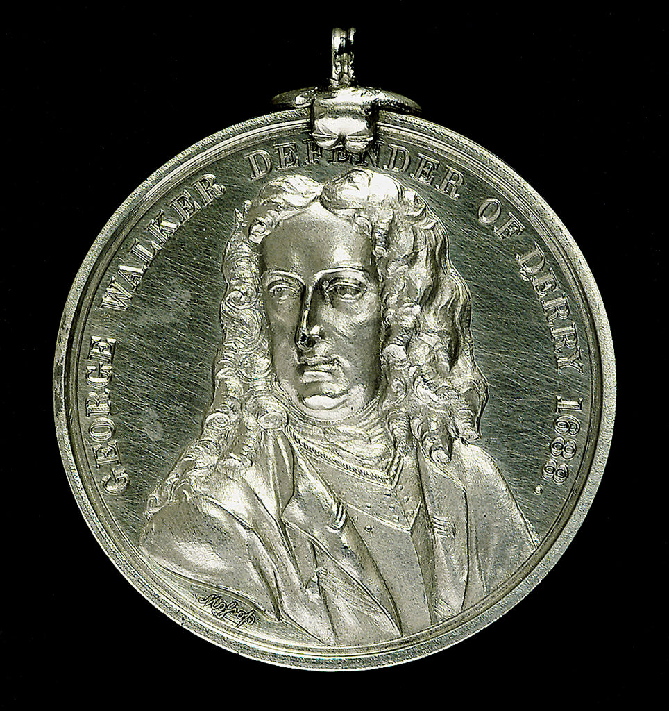 Detail of Medal commemorating the siege of Londonderry, 1688; obverse by W.S. Mossop