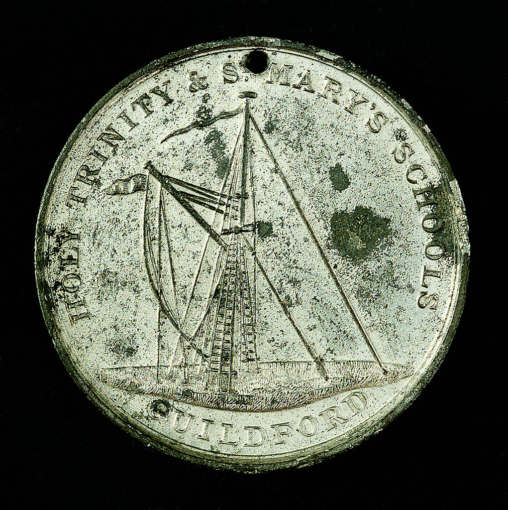 Detail of Medal commemorating Trinity & St Mary's Schools, Guildford; reverse by unknown