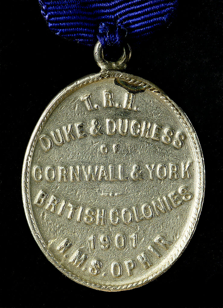 Detail of Medal commemorating the visit of the Duke and Duchess of Cornwall and York to the Colonies in HMS 'Ophir', 1901; reverse by unknown
