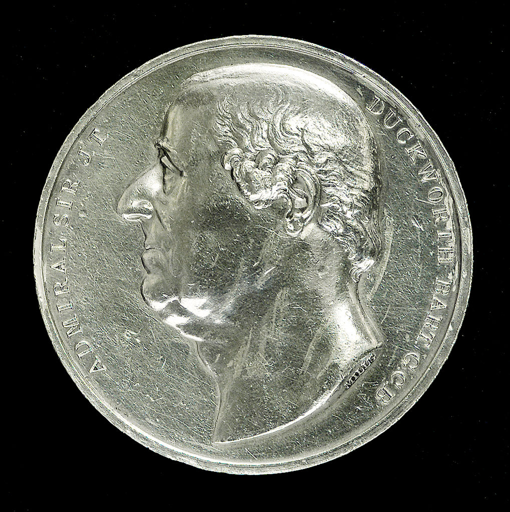 Detail of Medal commemorating Admiral Sir John Duckworth; obverse by George Mills