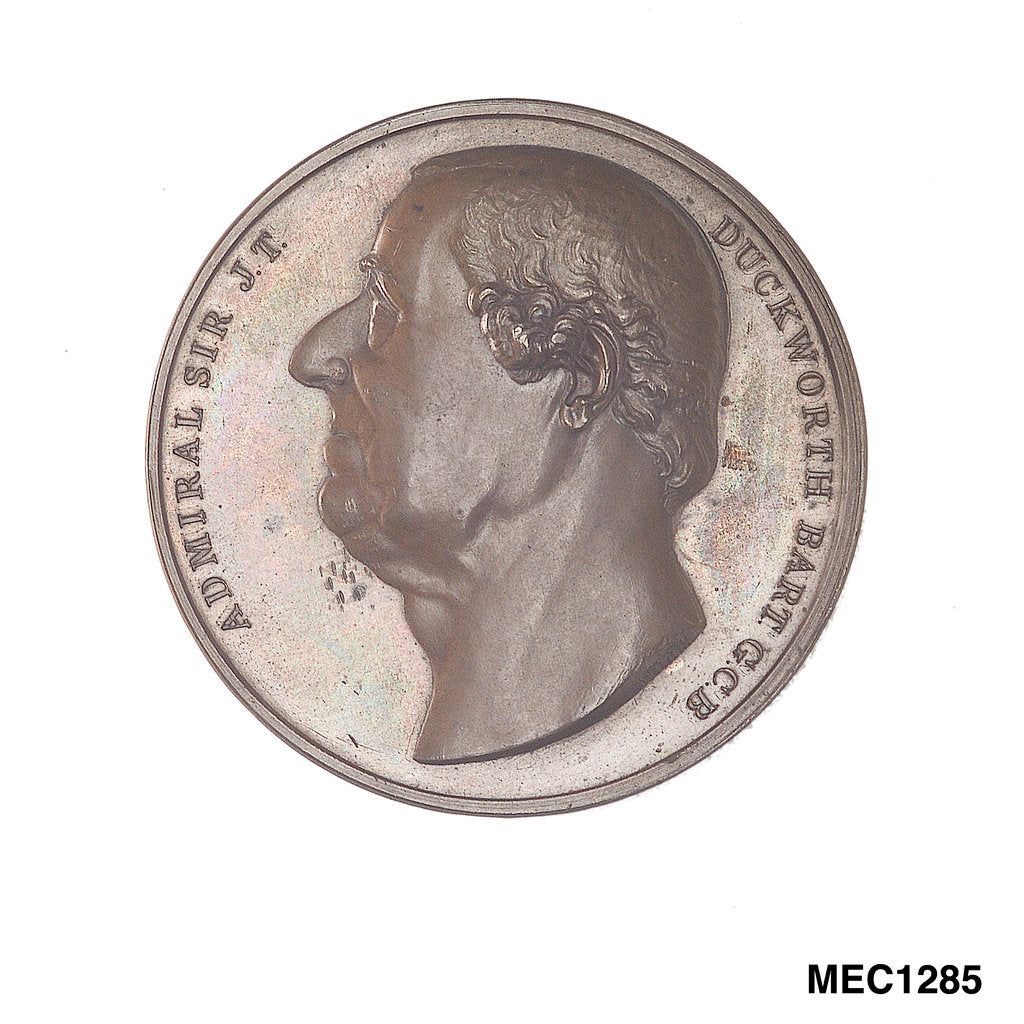Detail of Medal commemorating Admiral Sir John Duckworth by George Mills