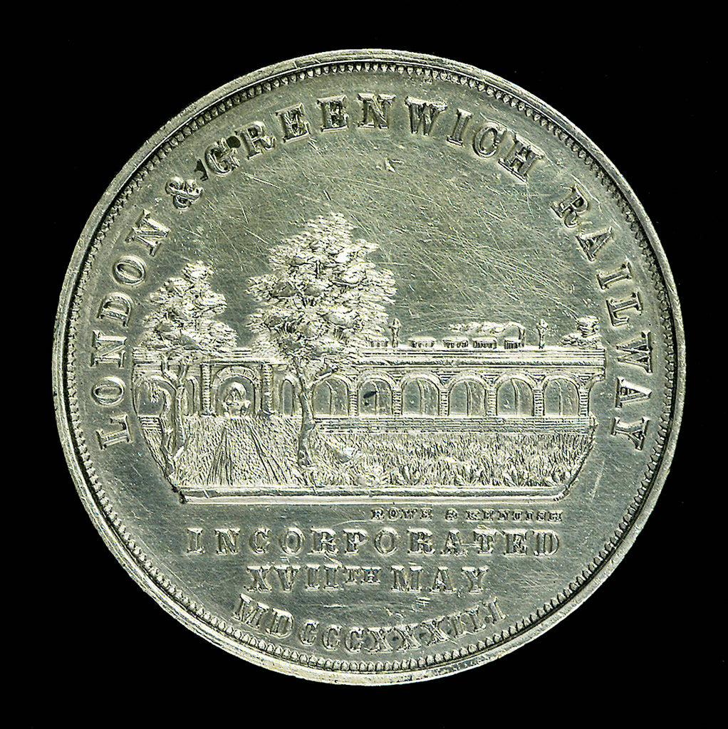 Detail of London and Greenwich Railway Director's Pass; obverse by Howe