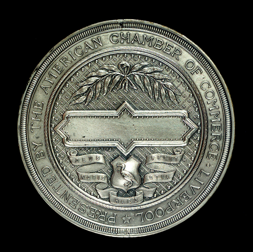 Detail of Medal commemorating laying of the Atlantic cable, 1866; reverse by J.S.