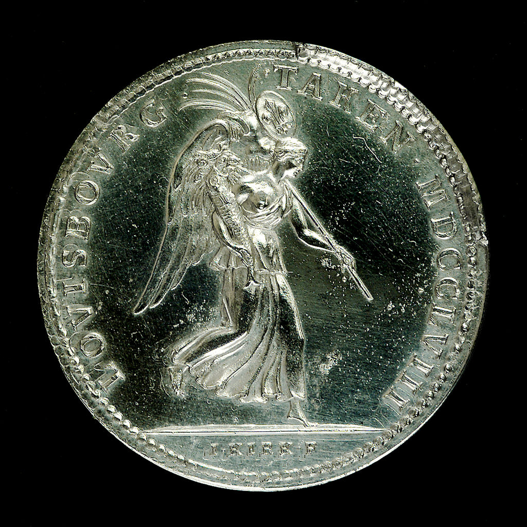 Detail of Medal commemorating the capture of Louisbourg, 1758; reverse by G.B. Cipriani
