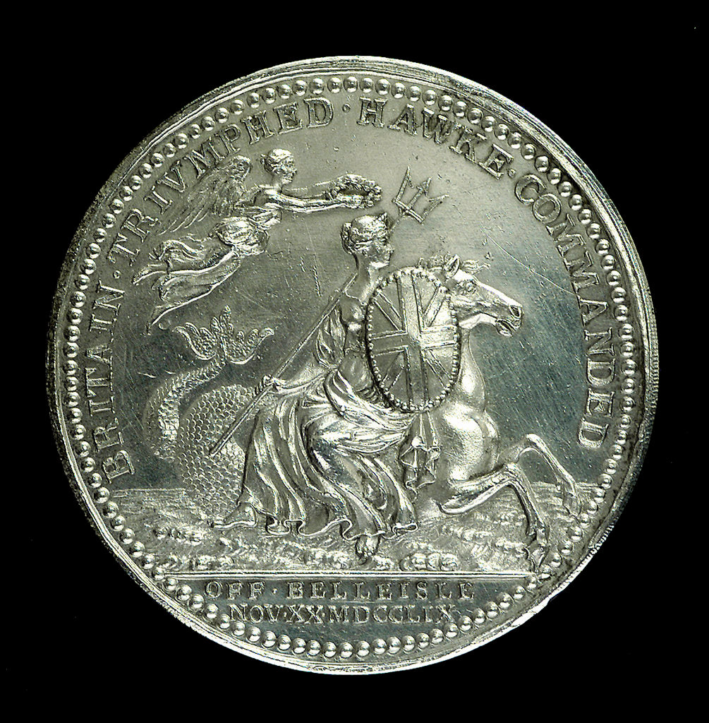 Detail of Medal commemorating the Battle of Quiberon Bay, 1759; obverse by Thomas Pingo