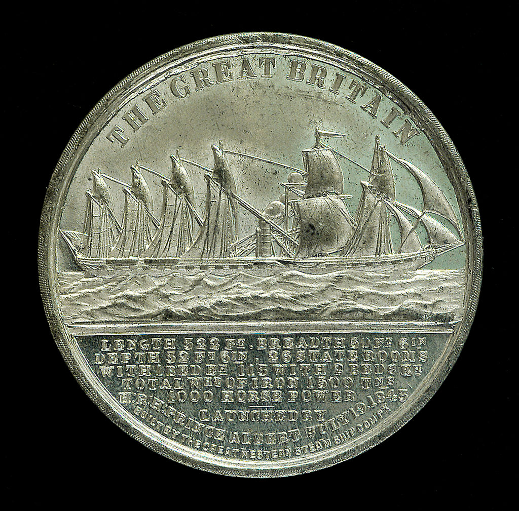 Detail of Medal commemorating the SS 'Great Britain'; reverse by J. Davis