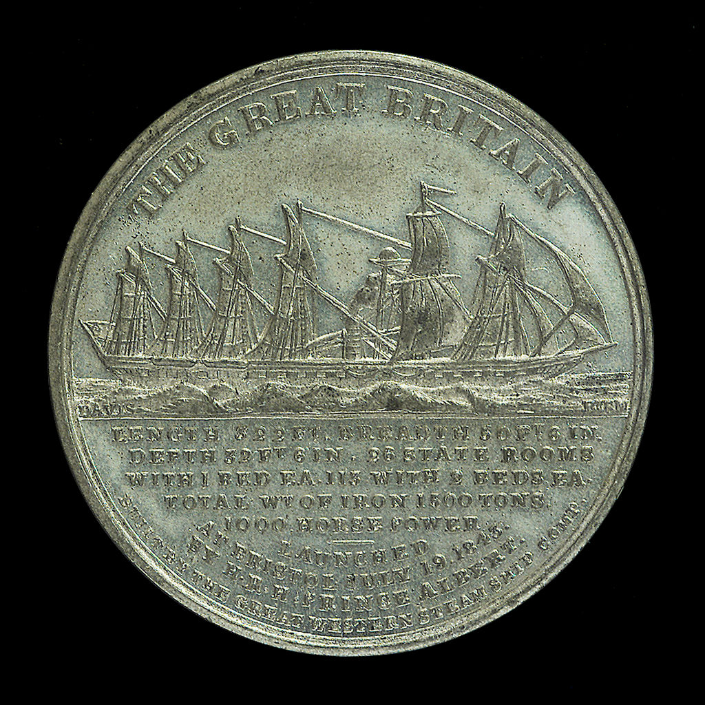 Detail of Medal commemorating the SS 'Great Britain'; reverse by J. Davis