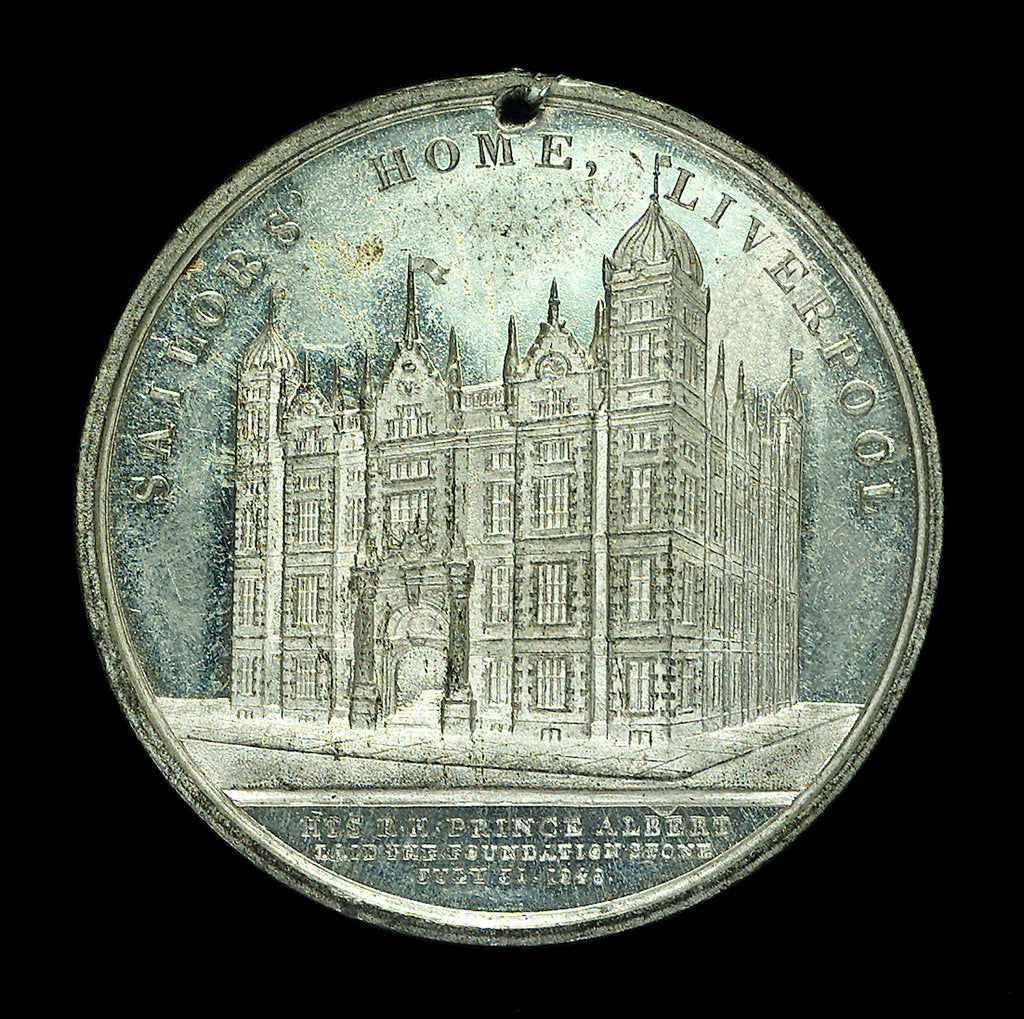Detail of Medal commemorating the Sailors' Home, Liverpool; reverse by unknown