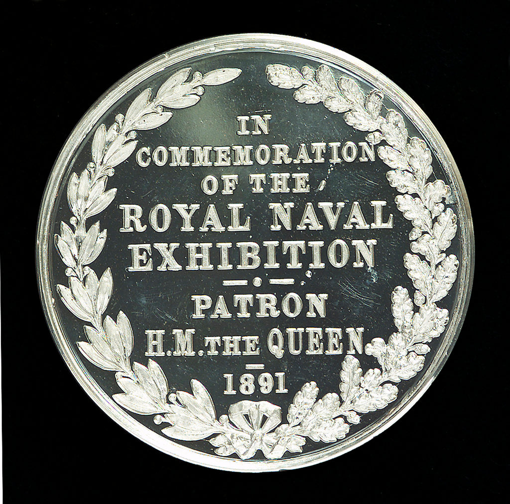 Detail of Medal commemorating The Royal Naval Exhibition, 1891; reverse by A.E. Warner