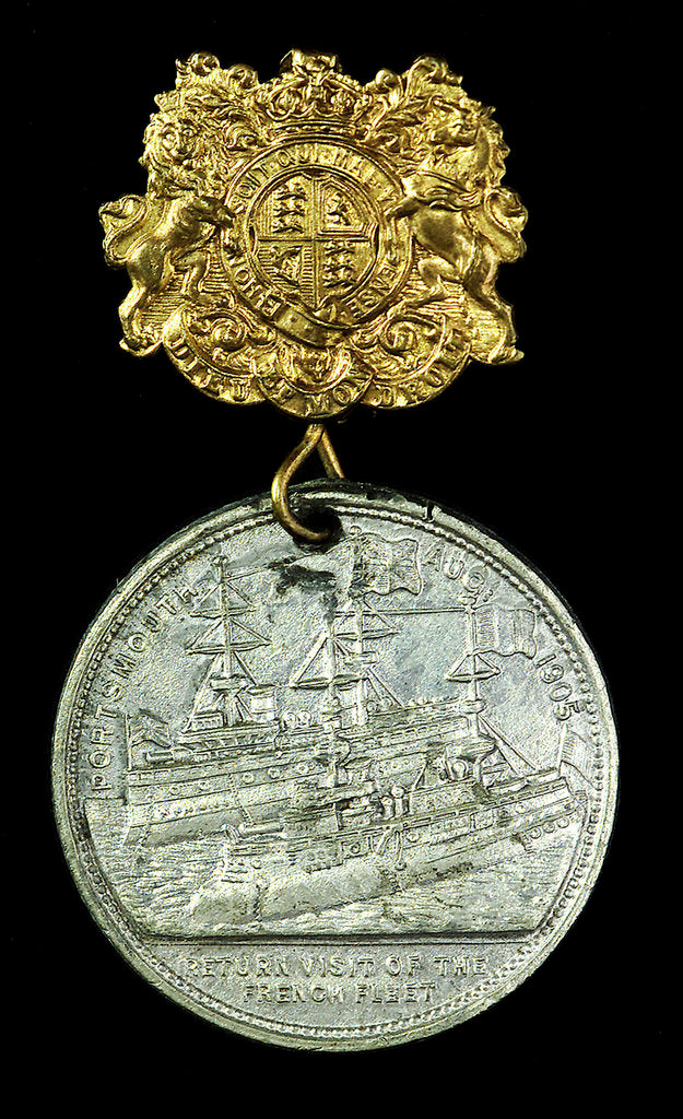 Detail of Medal commemorating the visits of the Anglo-French fleets, 1905; obverse by unknown