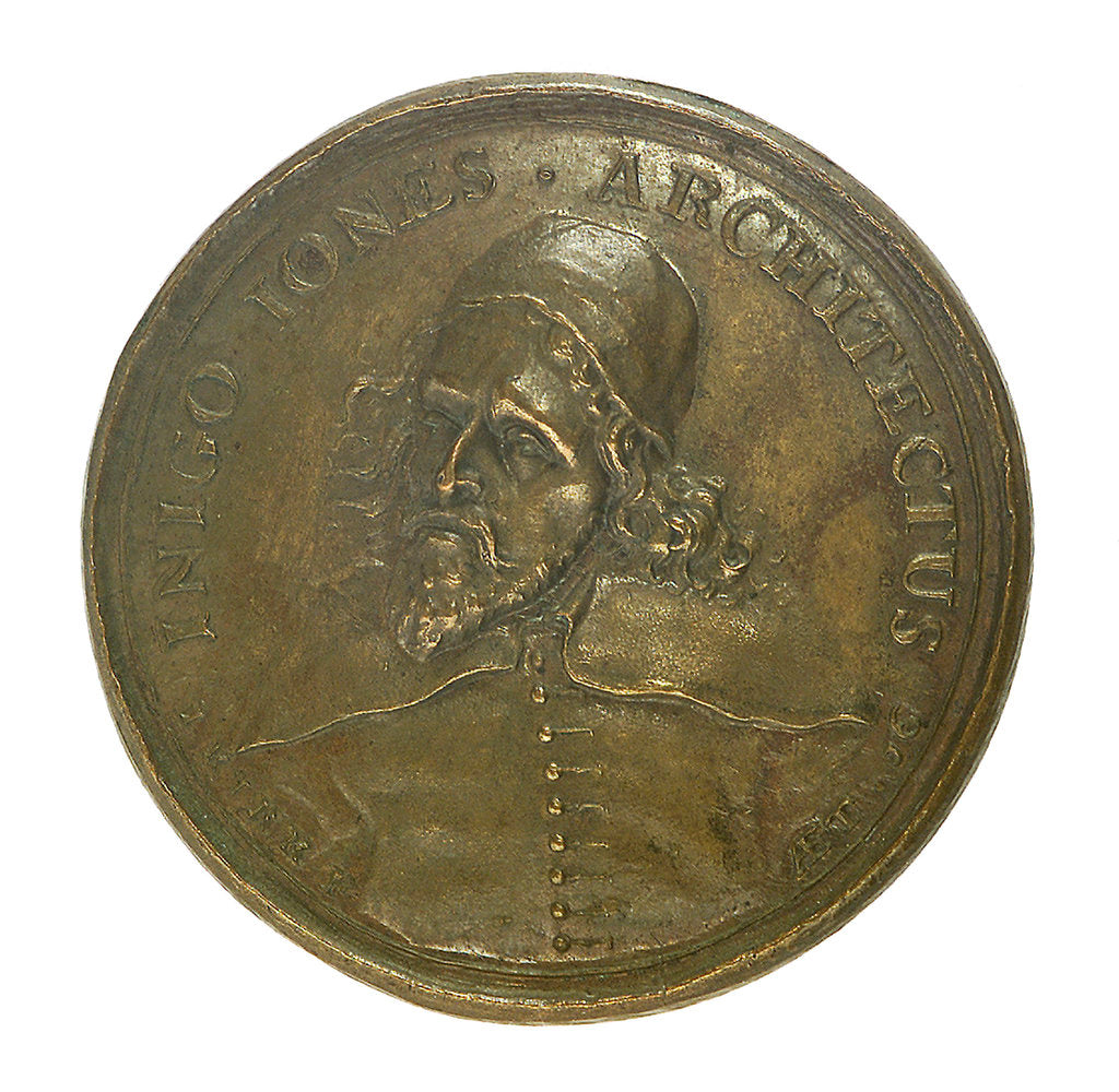 Detail of Medal commemorating Inigo Jones, architect; obverse by J. Kirk