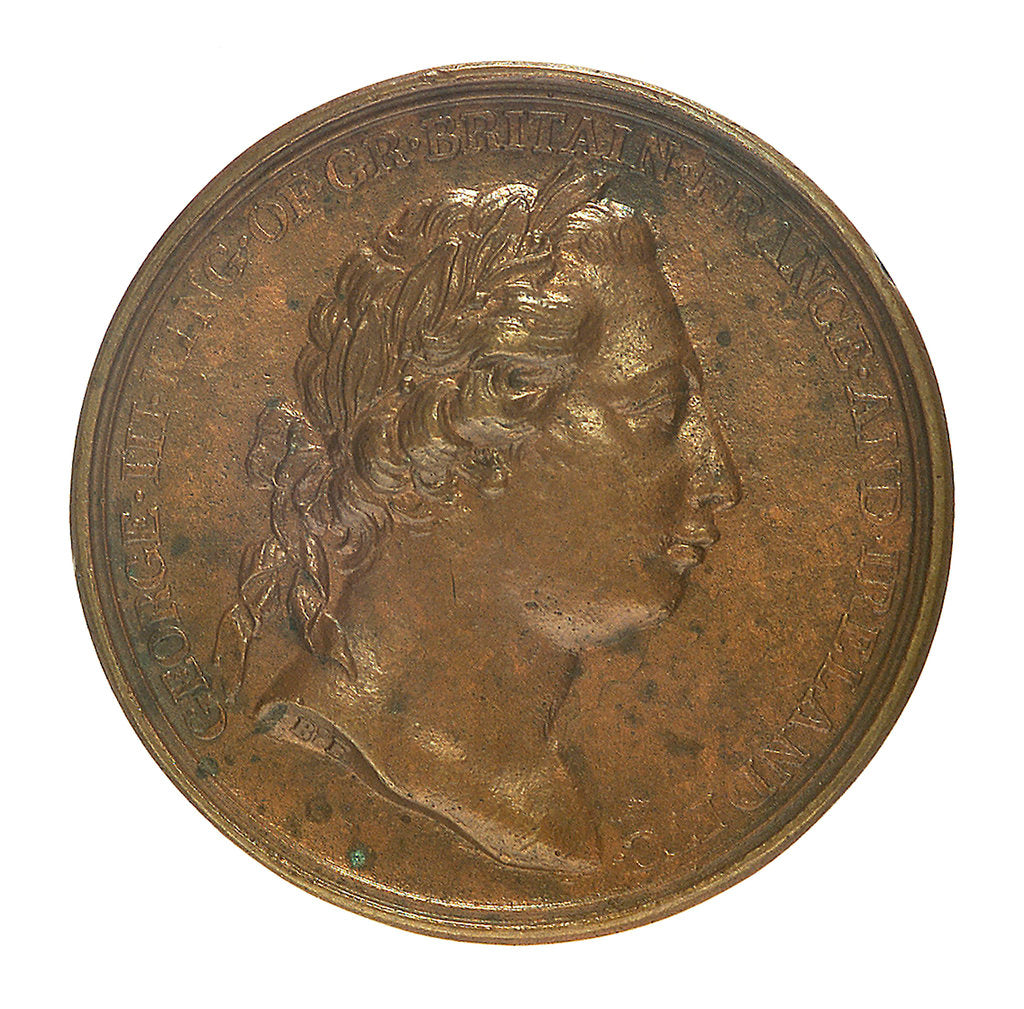 Detail of Medal commemorating the 2nd voyage of Captain James Cook, 1772; obverse by W. Barnett