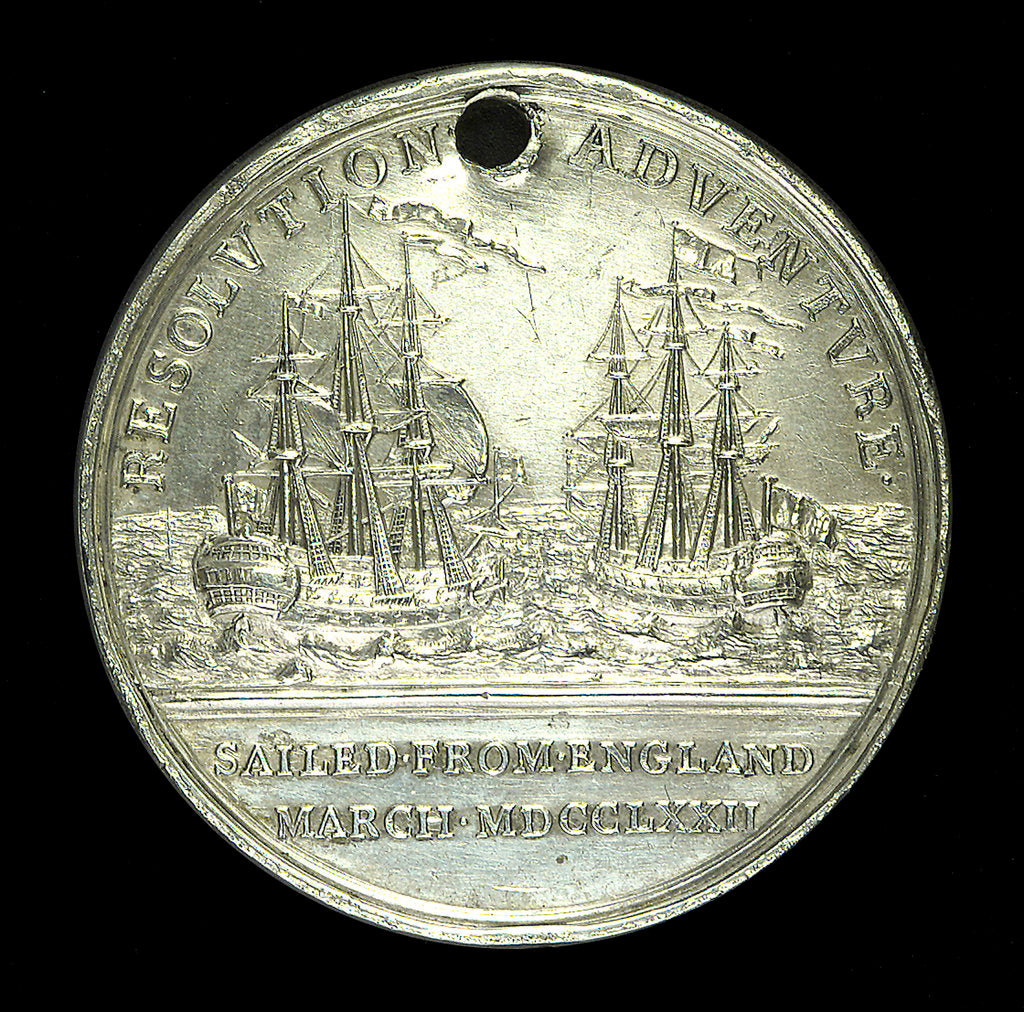 Detail of Medal commemorating Captain James Cook's second voyage; reverse by W. Barnett