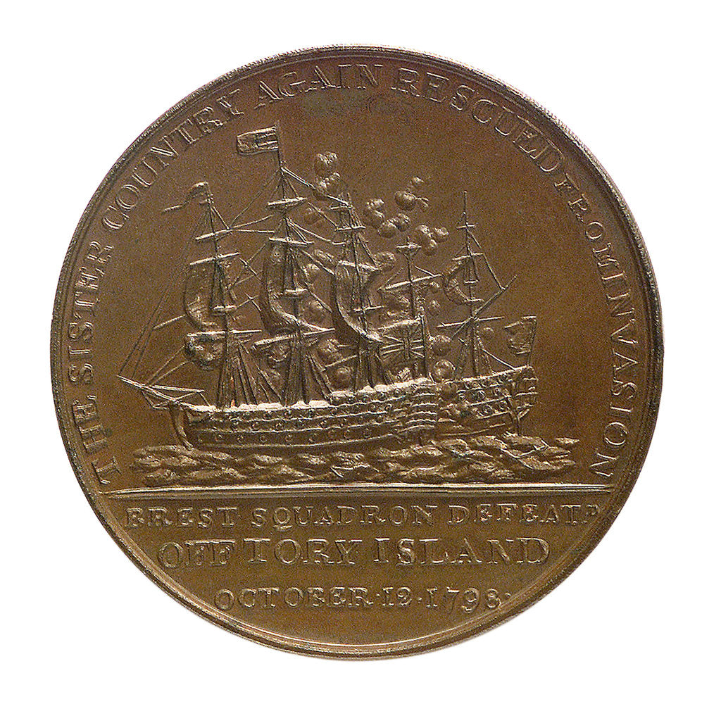Detail of Medal commemorating the action off Tory Island, 1798 and Admiral Sir John Borlase Warren (1753-1822); reverse by unknown