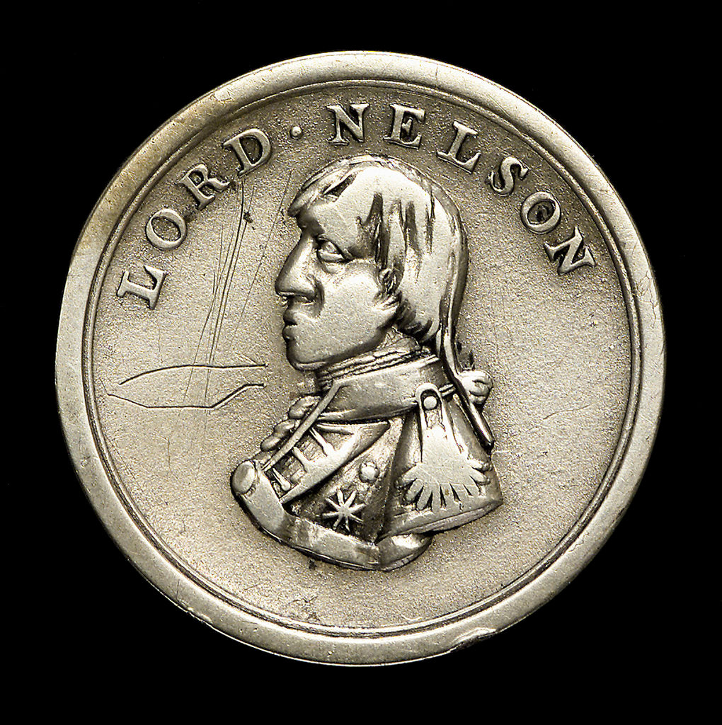 Detail of Counter commemorating Vice-Admiral Horatio Nelson (1758-1805) and the Battle of Trafalgar, 1805; obverse by unknown