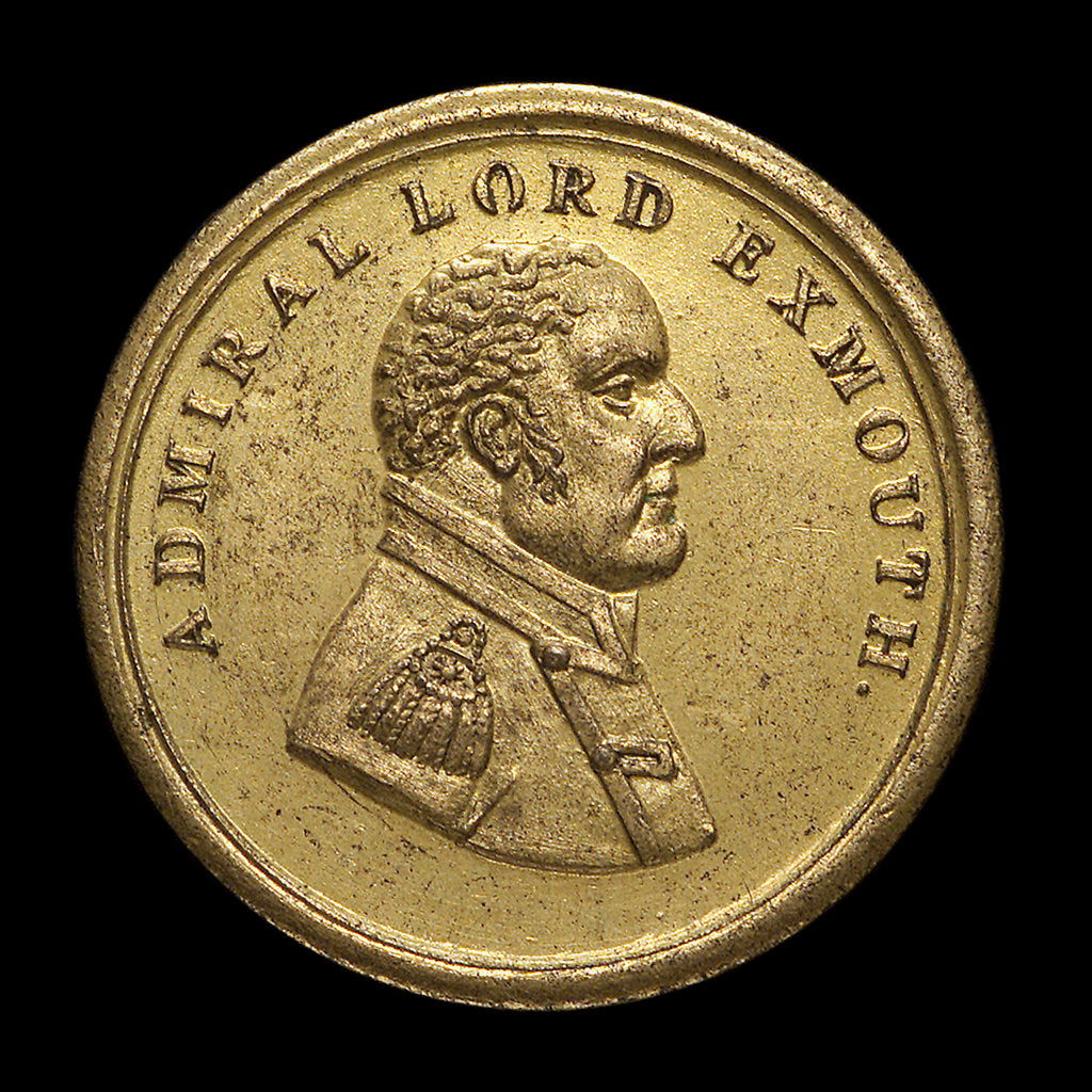 Detail of Counter commemorating Admiral Edward Pellew, Lord Exmouth (1757-1833) and the bombardment of Algiers, 1816; obverse by unknown