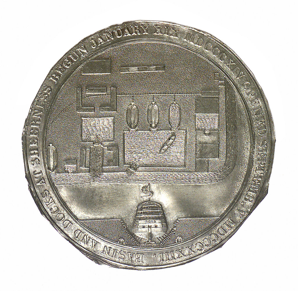 Detail of Counter commemorating Sheerness dockyard, 1823; obverse by unknown
