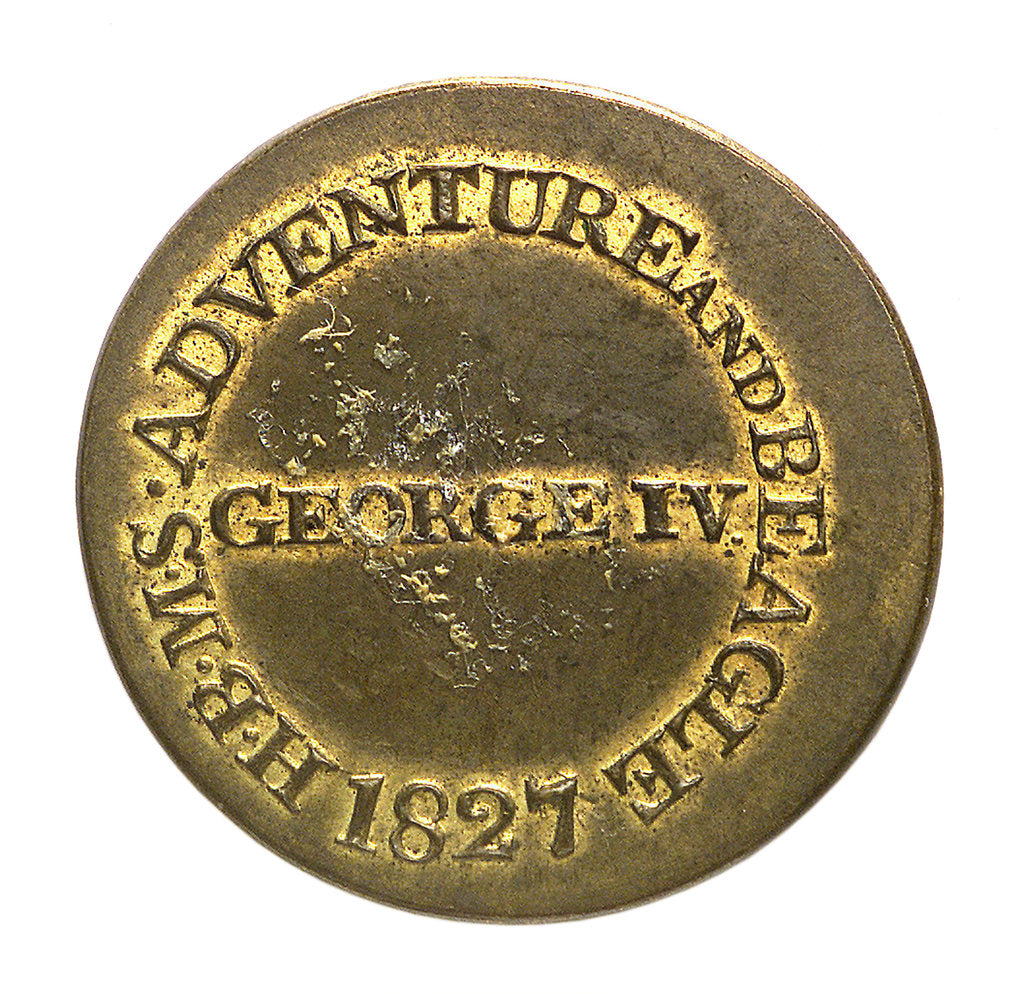 Detail of Counter commemorating HMS 'Adventure' and 'Beagle', 1826-1827; reverse by unknown