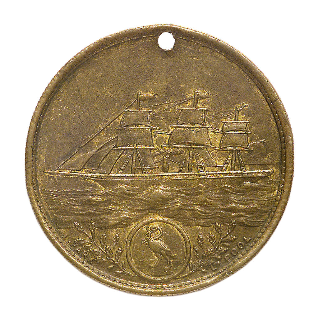 Detail of Counter commemorating the Liverpool Mercantile Marine Stokers, United Friendly Society; obverse by J. Park