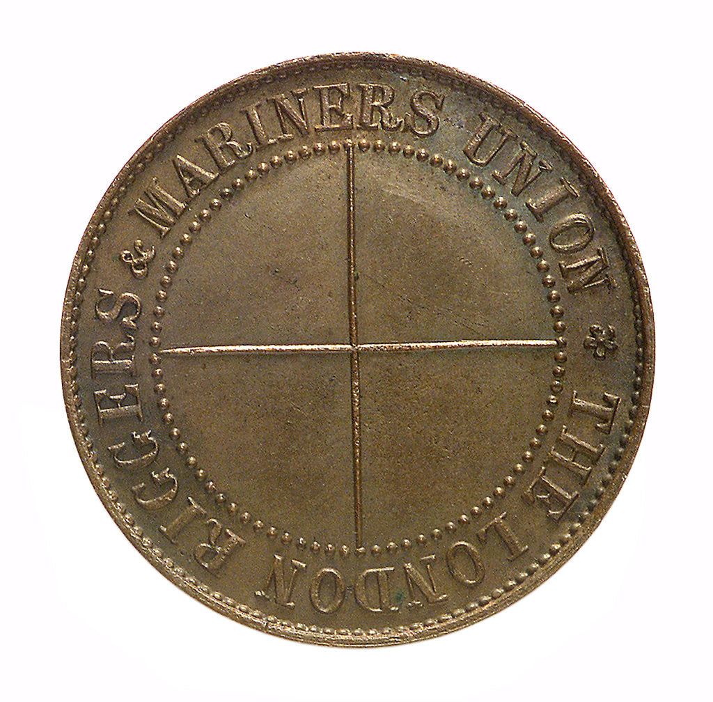 Detail of Counter commemorating the London Riggers and Mariners Union; reverse by unknown