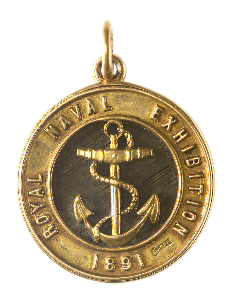 Detail of Badge commemorating The Royal Naval Exhibition, 1891; obverse by unknown