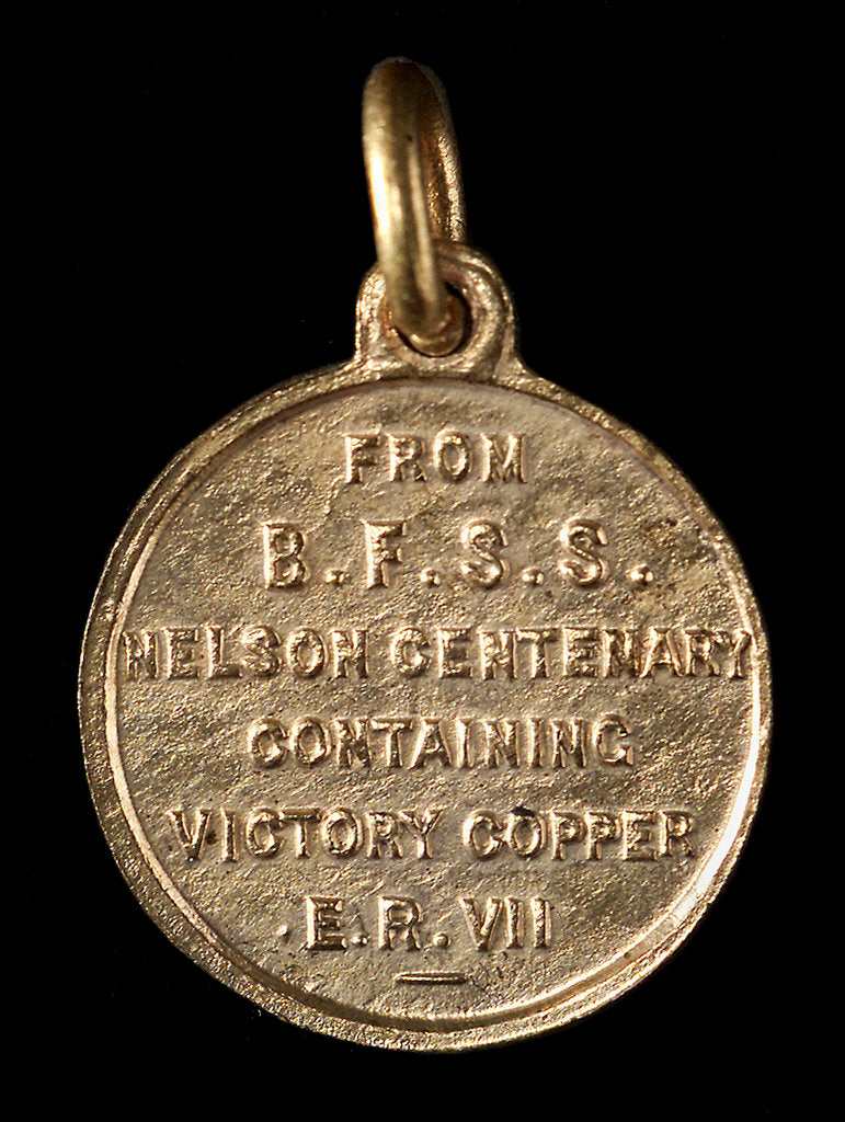 Detail of Badge commemorating the Trafalgar centenary, 1905; reverse by unknown