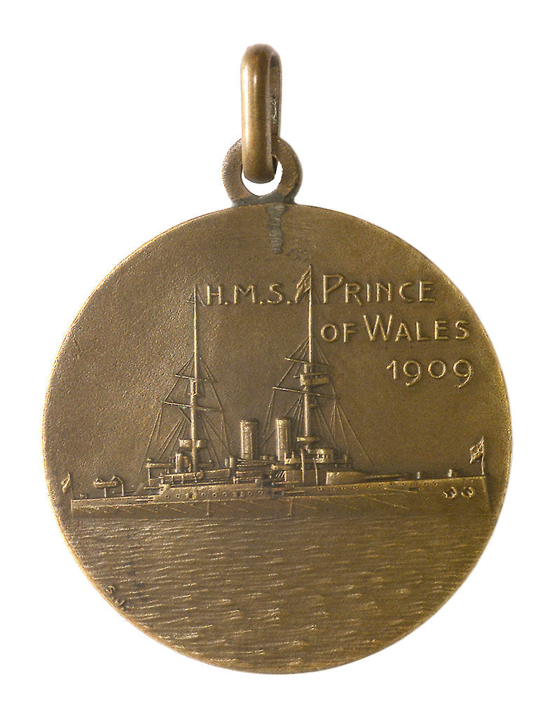 Detail of Medalet commemorating HMS 'Prince of Wales'; reverse by unknown