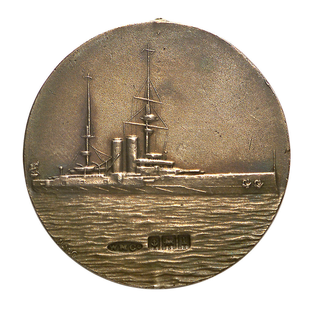 Detail of Medalet commemorating HMS 'Dominion'; reverse by W.M.C.