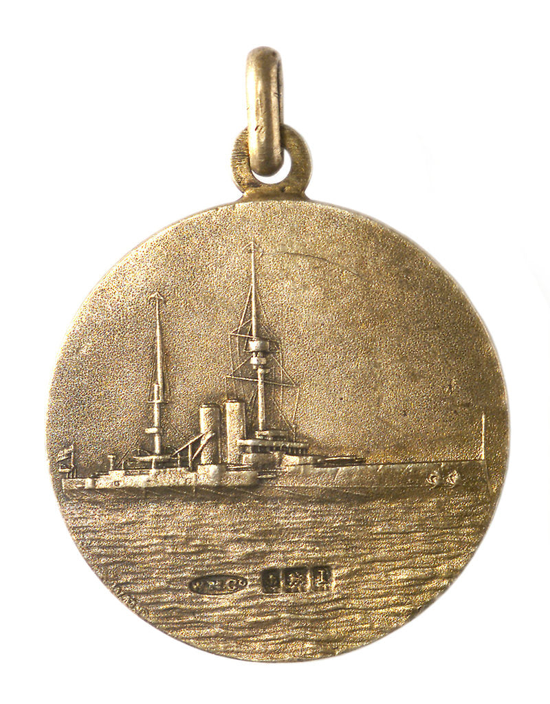 Detail of Medalet commemorating HMS 'Hibernia'; reverse by V.B.