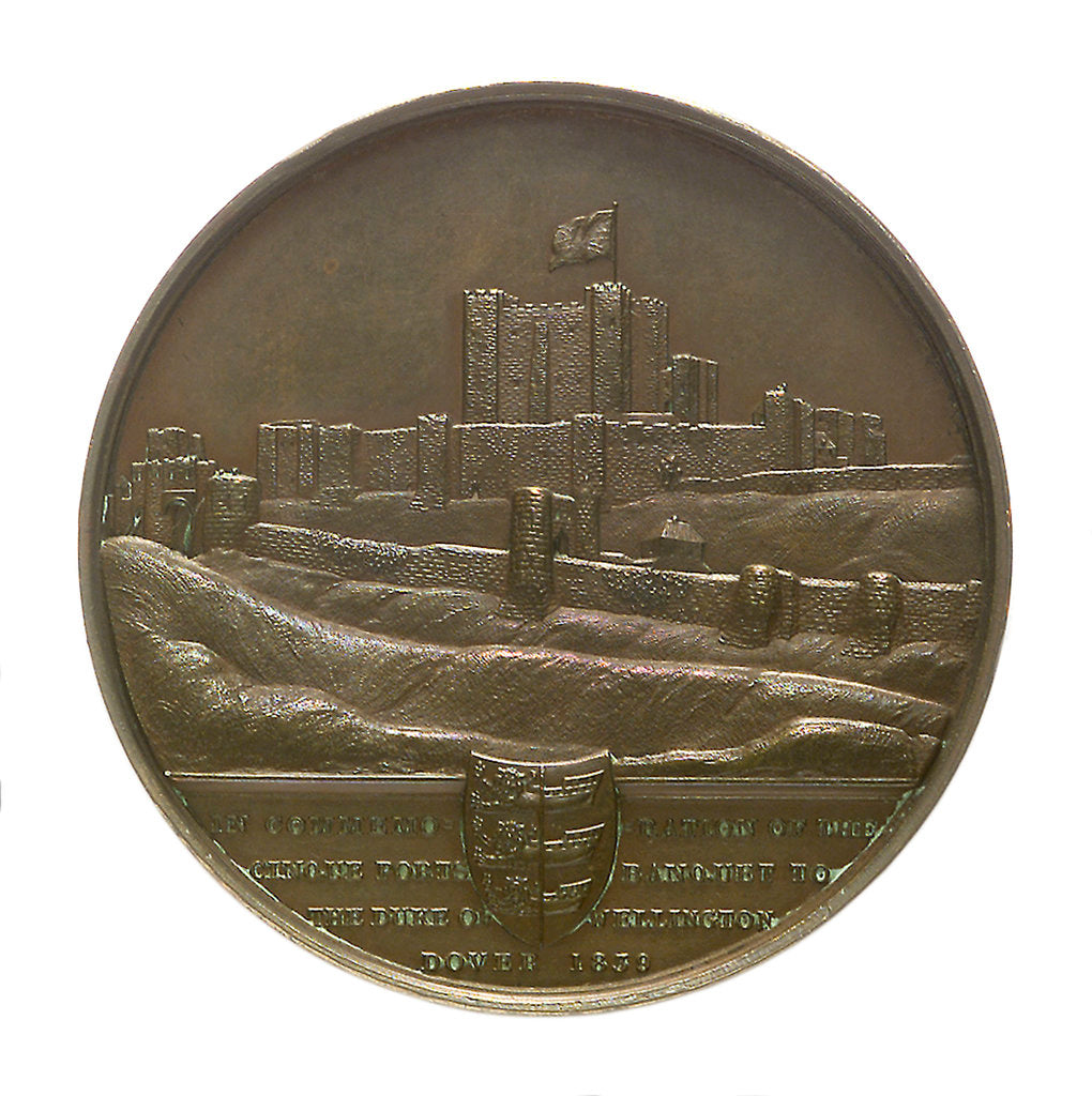 Detail of Medal commemorating Arthur Wellesley, 1st Duke of Wellington (1769-1852) and the Cinque Ports banquet, 1839; reverse by B. Wyon