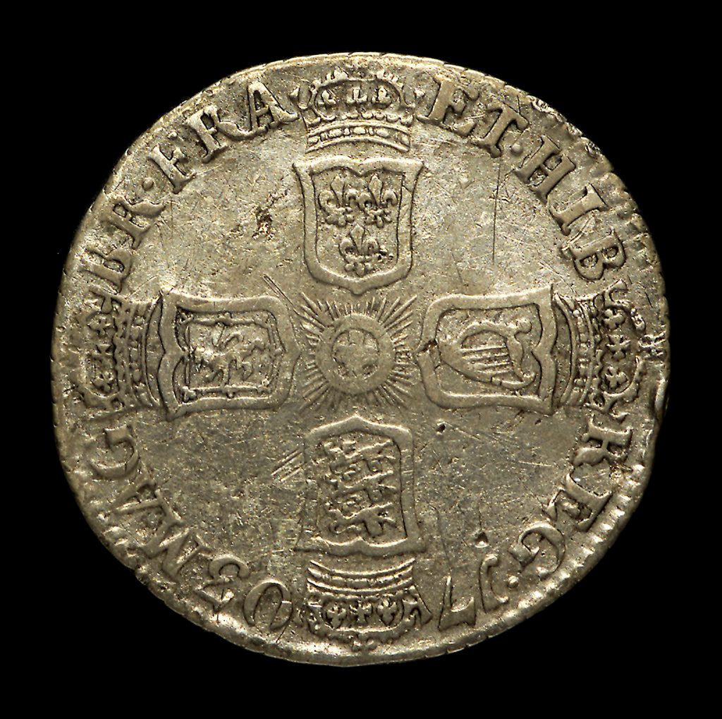 Detail of Vigo sixpence; reverse by unknown