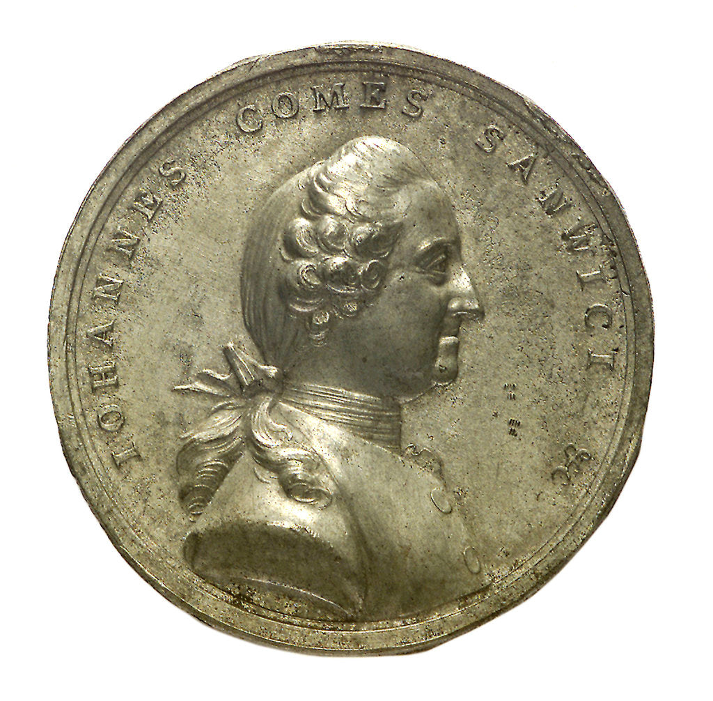 Detail of Medal commemorating the Earl of Sandwich, First Lord of the Admiralty; obverse by Pingo