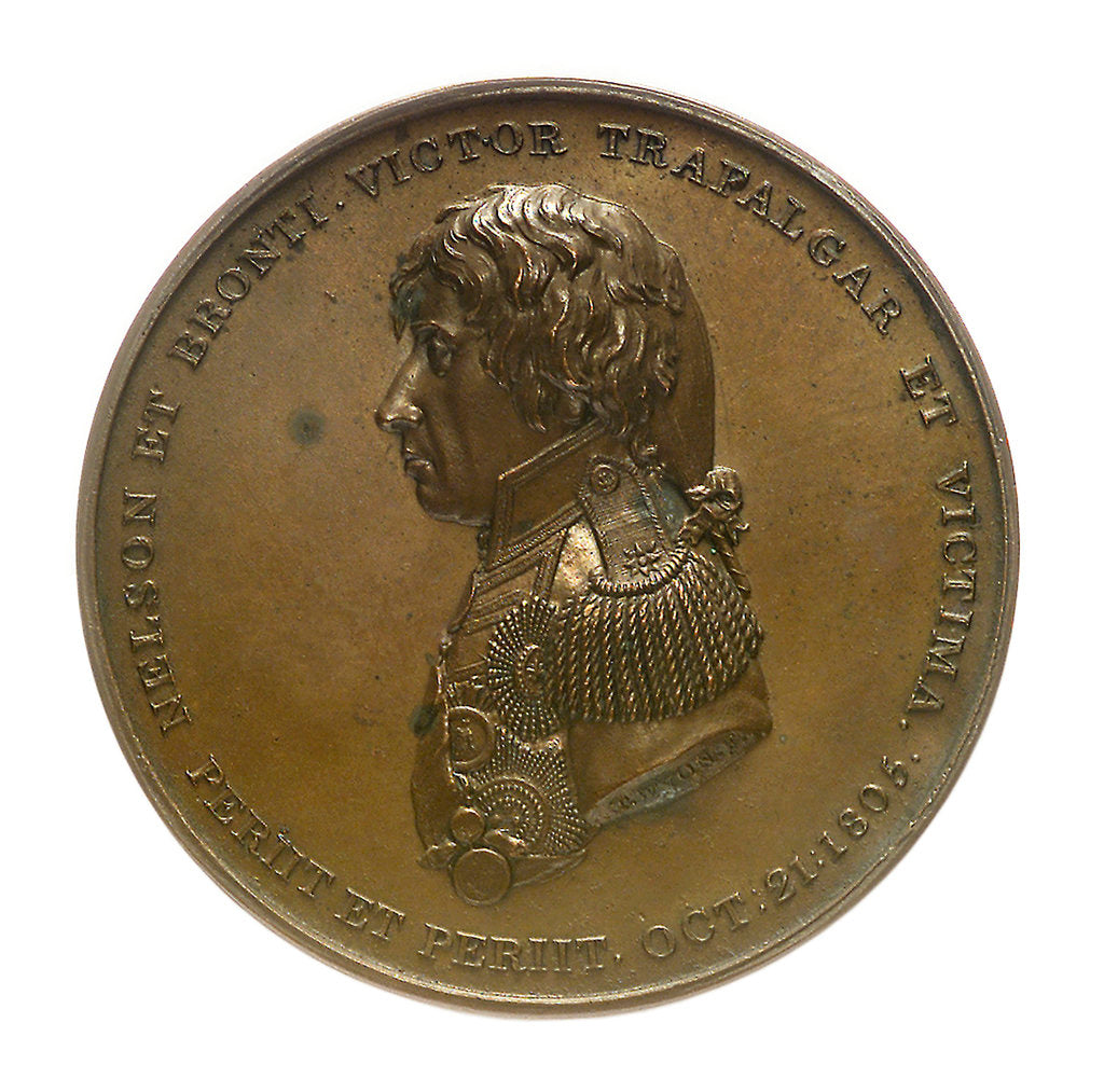 Detail of Trial piece for a medal commemorating the Battle of Trafalgar, 1805; obverse by T. Wyon