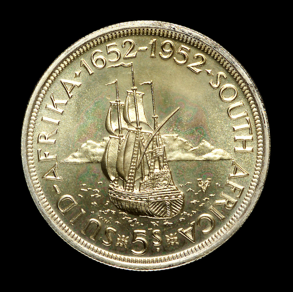 Detail of Five shillings; reverse by H. Paget