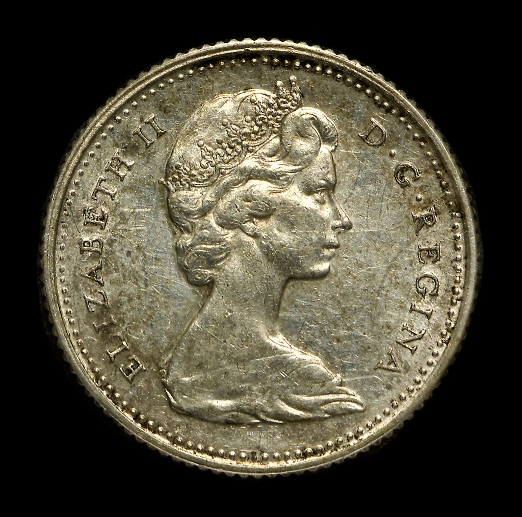 Detail of 10 cents coin; obverse by unknown