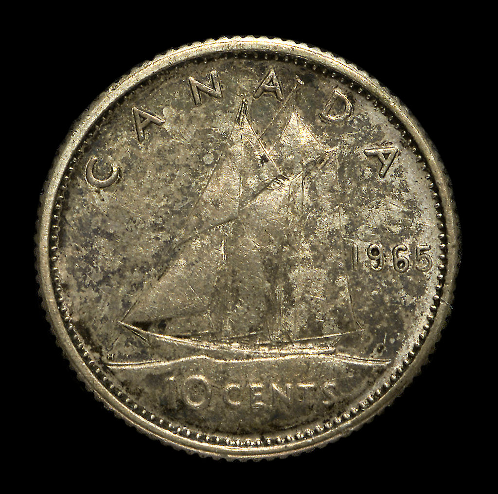 Detail of 10 cents coin; reverse by unknown