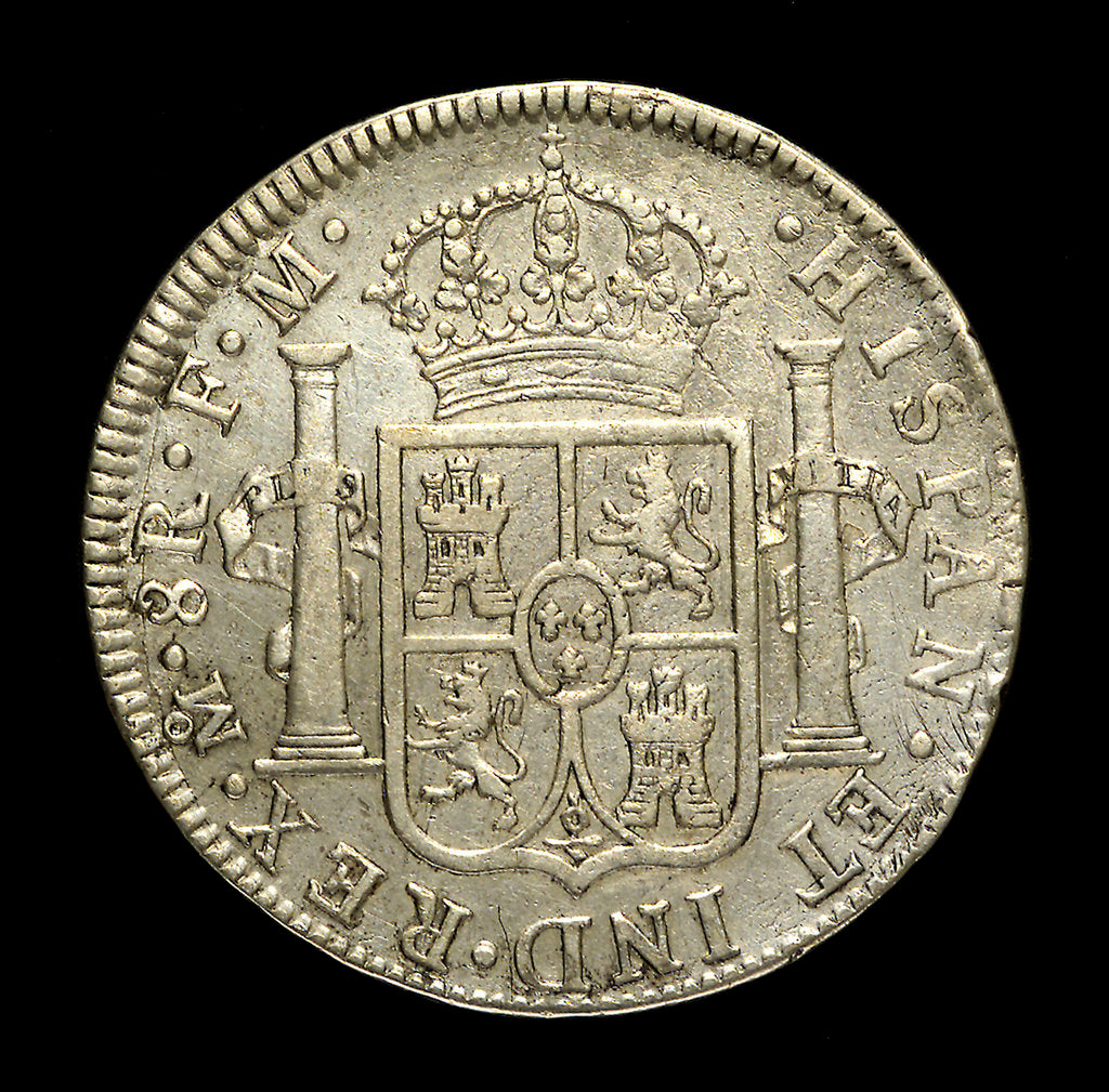 Detail of Eight reales; reverse by unknown