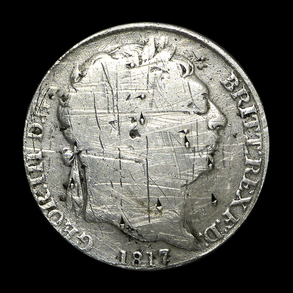Detail of Sixpence; obverse by unknown