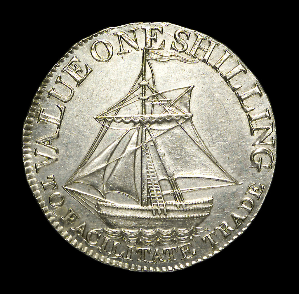 Detail of Hampshire shilling token; reverse by unknown