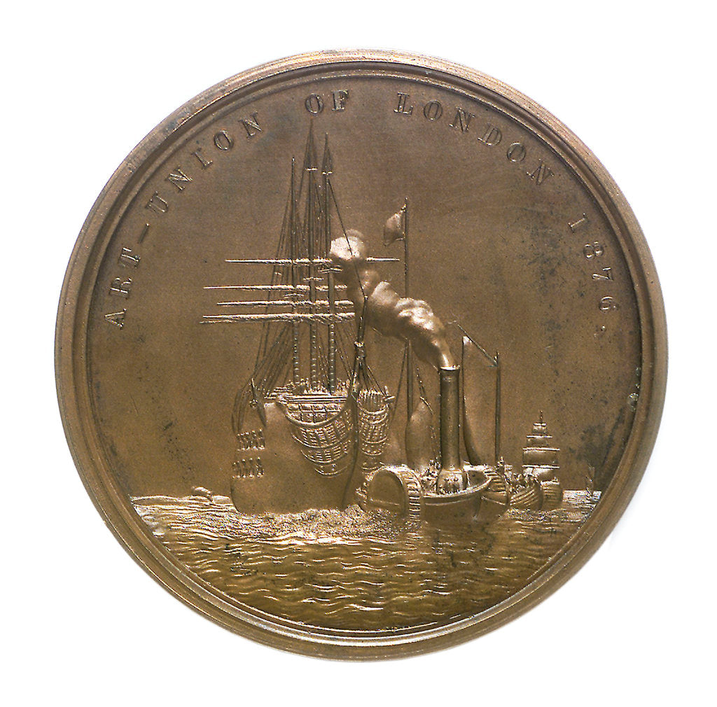Detail of Medal commemorating 'The Fighting Temeraire' and J.M.W. Turner; reverse by L.C. Wyon