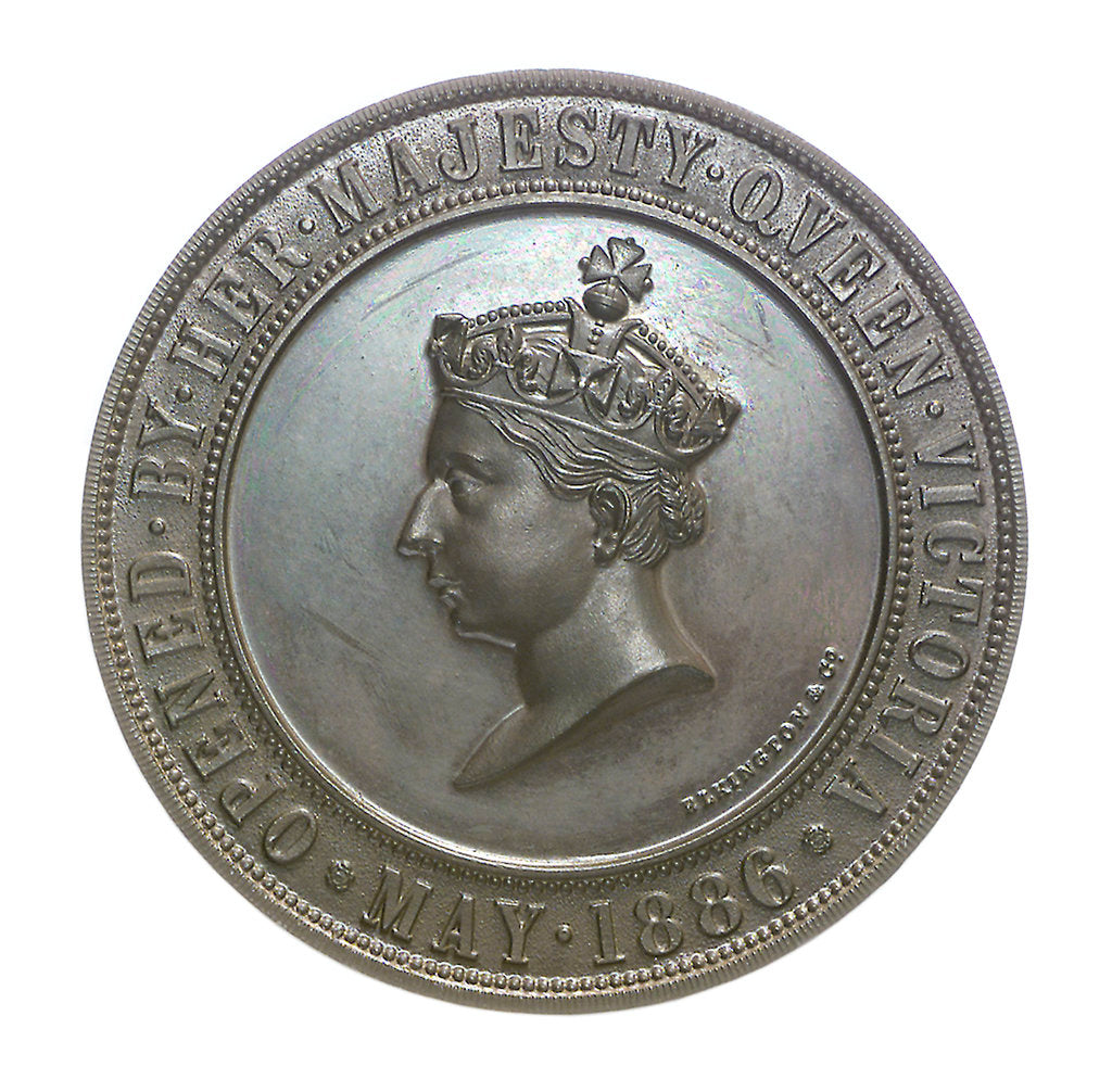 Detail of Medal commemorating the International Exhibition of Navigation, Travelling, Commerce and Manufactures, 1886; obverse by Elkington & Co. Ltd.