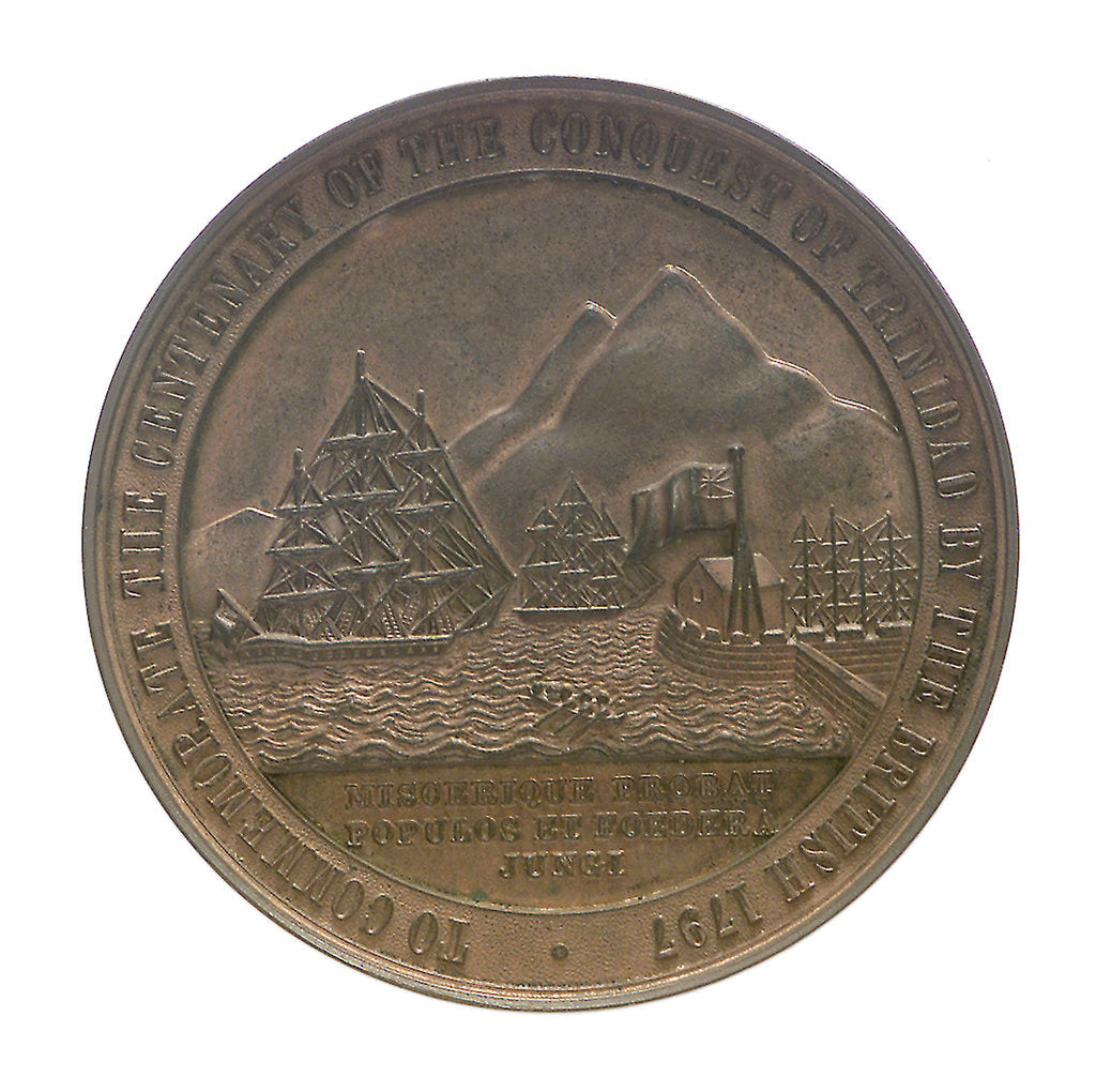 Detail of Medal commemorating the centenary of the capture of Trinidad, 1797 and Sir Ralph Abercromby (1734-1801); reverse by unknown